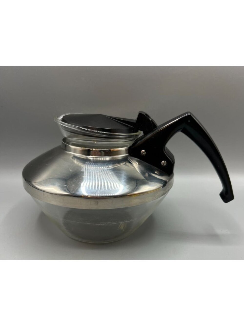 Vintage Ekco Teakoe TeaKettle Glass Carafe Hot Water Server Aluminum Top MCM USA